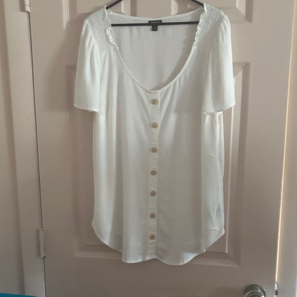 Torrid Cream Button-Down Blouse